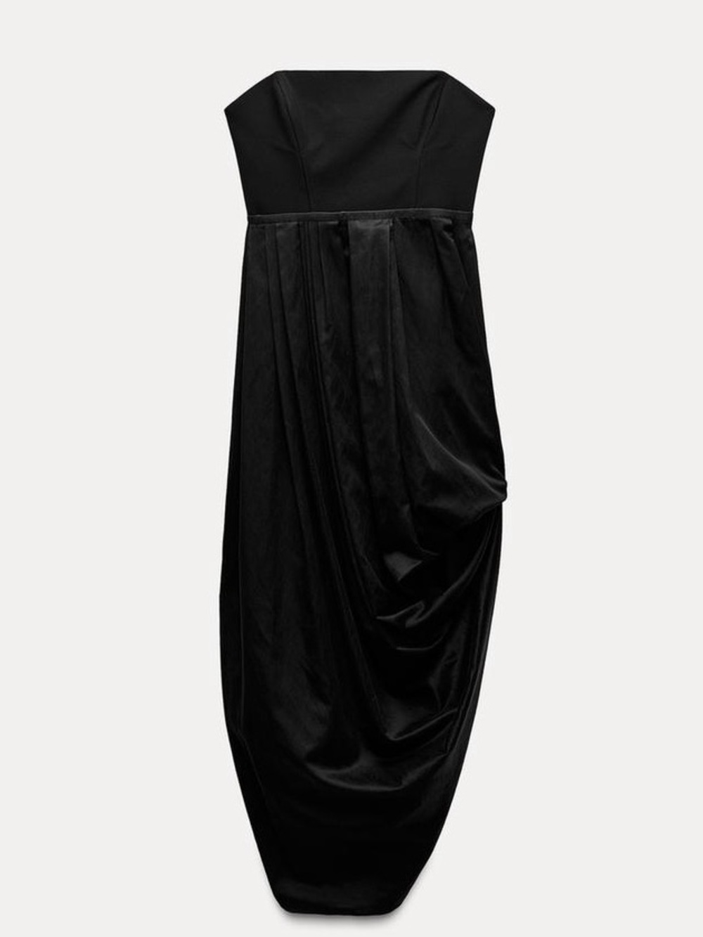 NWOT Zara Asymmetrical Draped Strapless Dress